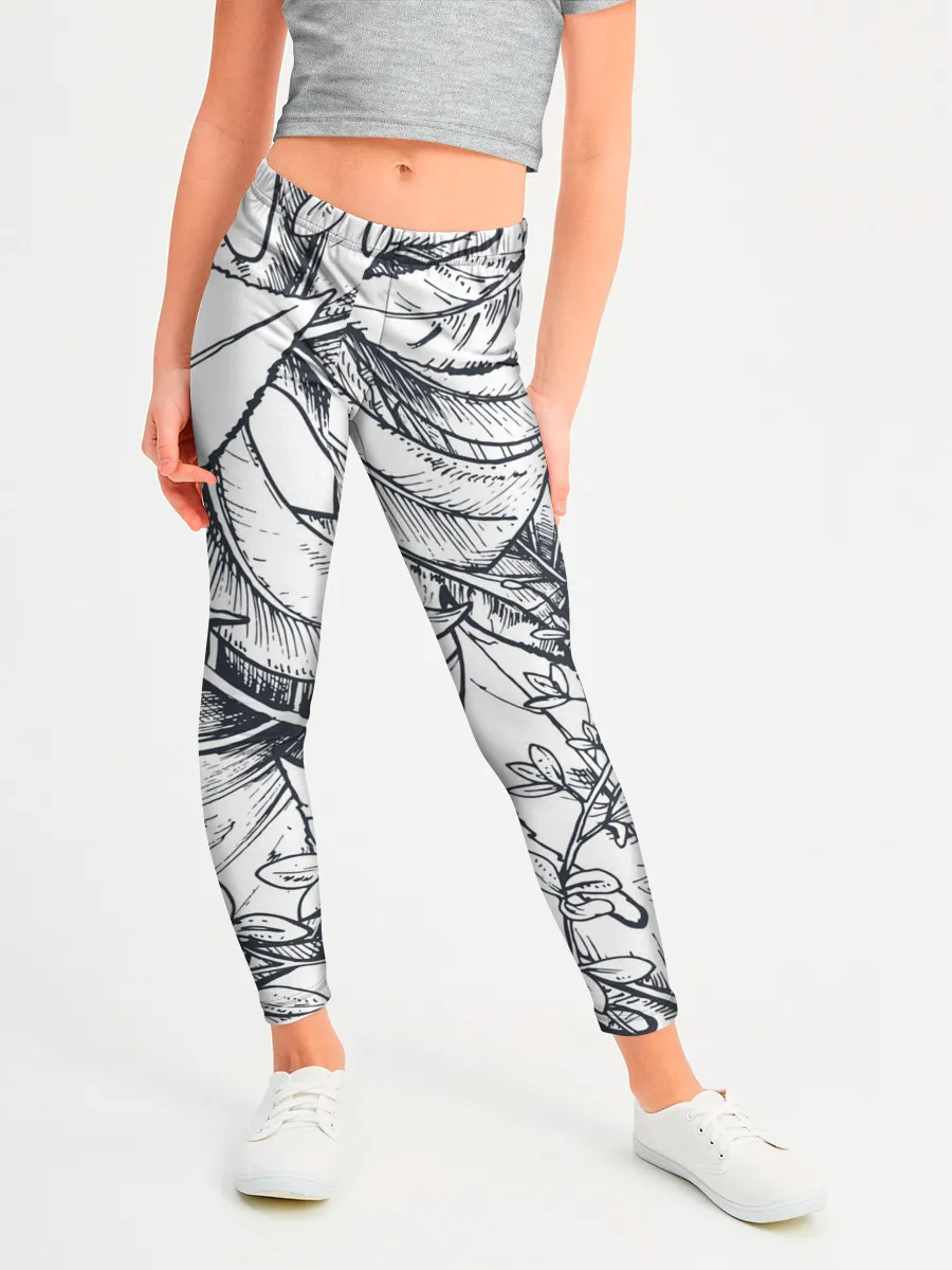 Леггинсы для девочки / Тропические листья