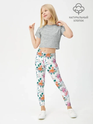Леггинсы для девочки / Журавли и хризантемы