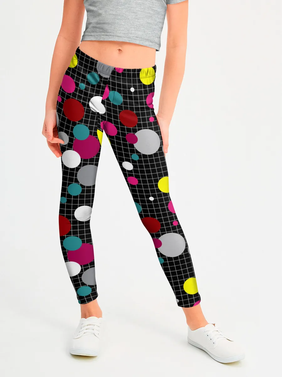 Леггинсы для девочки / Разноцветный горох на черном