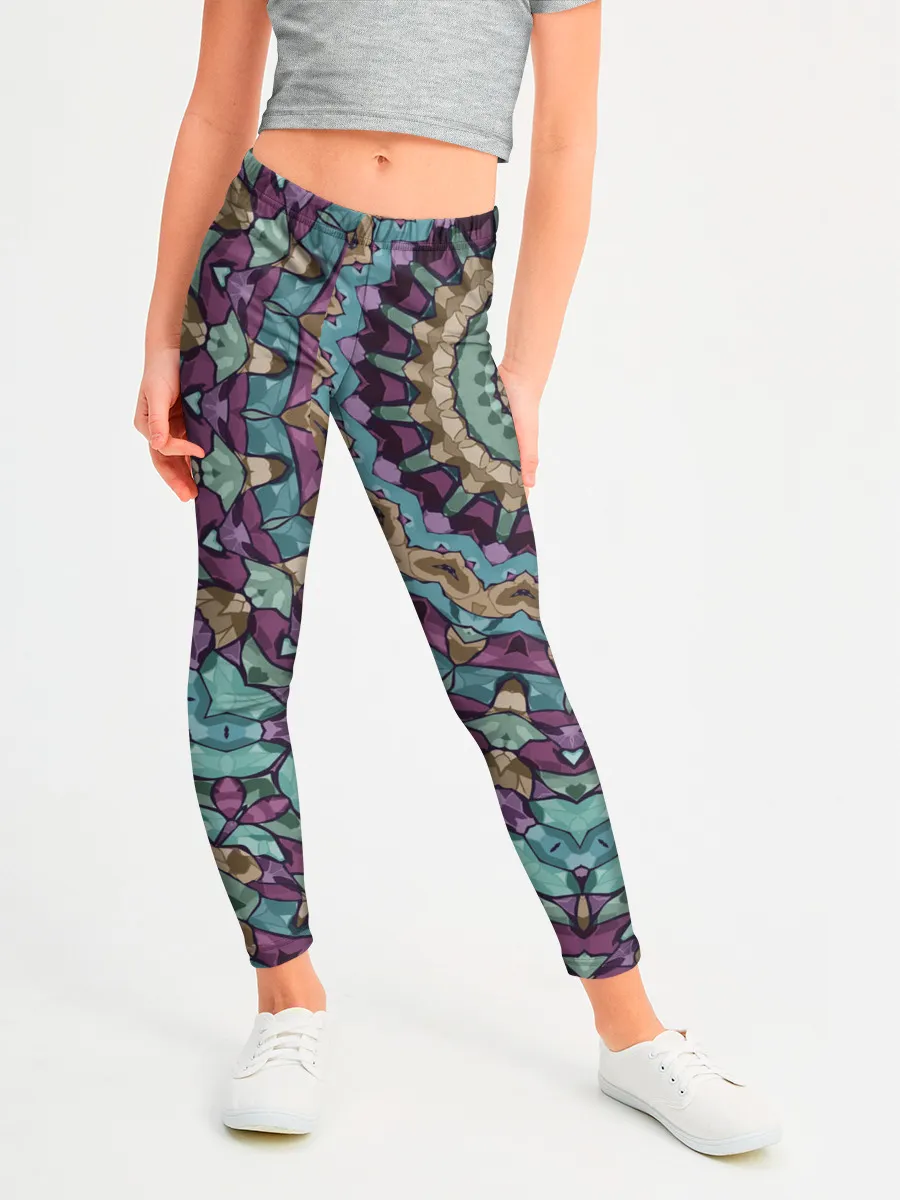 Леггинсы для девочки / Сиренево-голубой калейдоскоп .