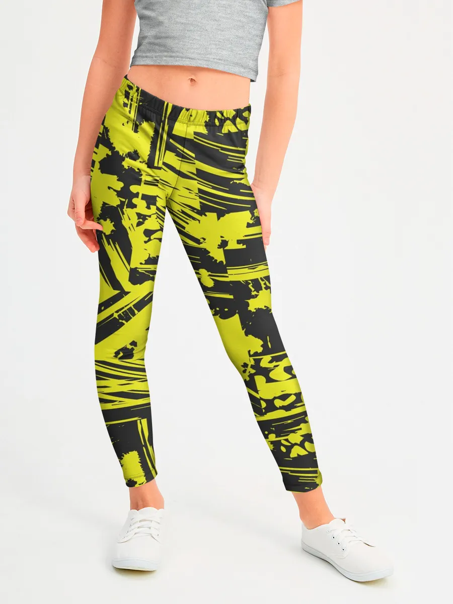 Леггинсы для девочки / Желтая текстура