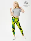 Леггинсы для девочки / Гранжевый яркий зеленый