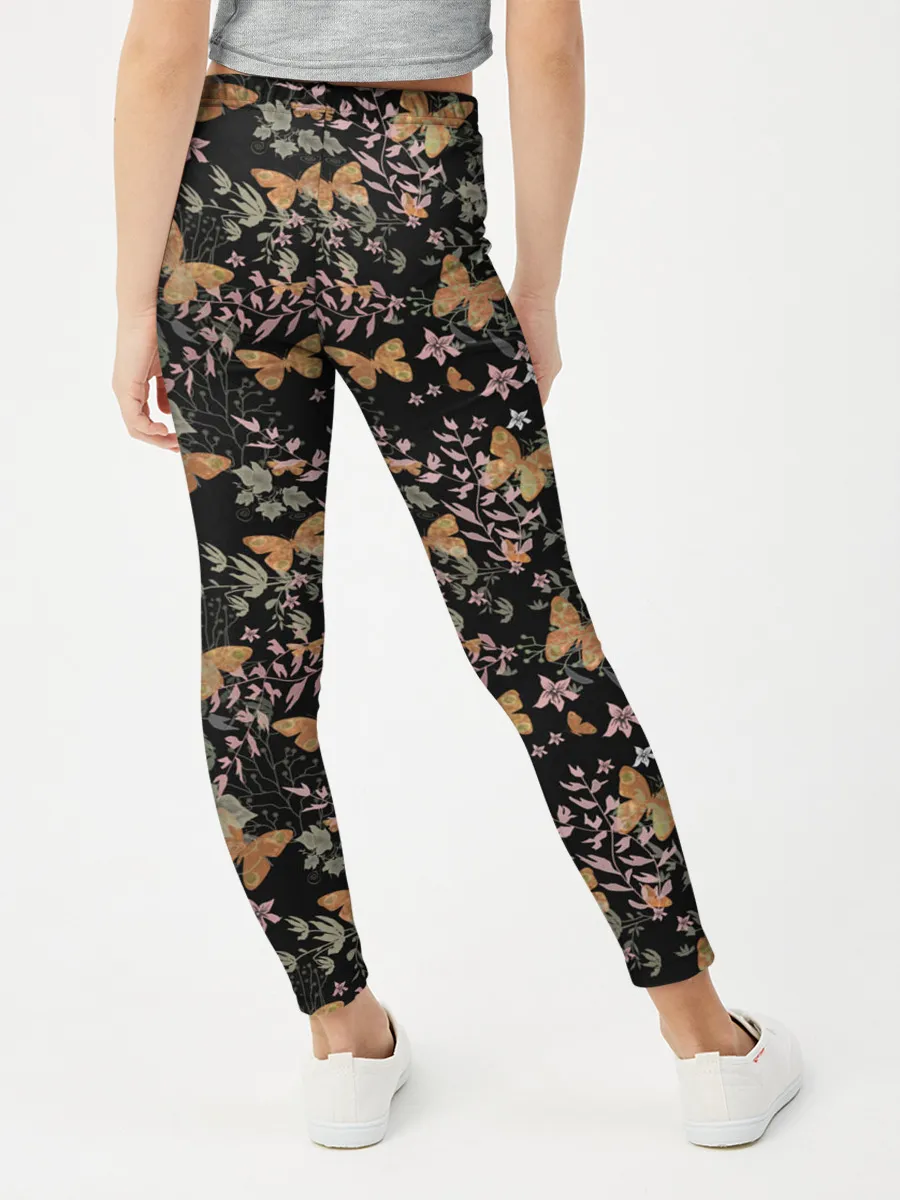 Леггинсы для девочки / Ретро узор . Бабочки