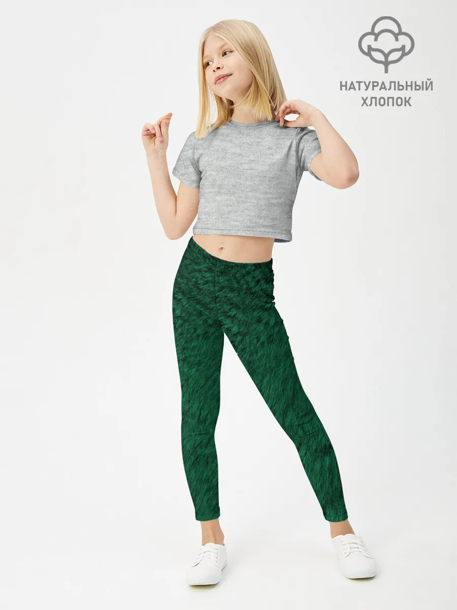 Леггинсы для девочки / Изумрудный мех