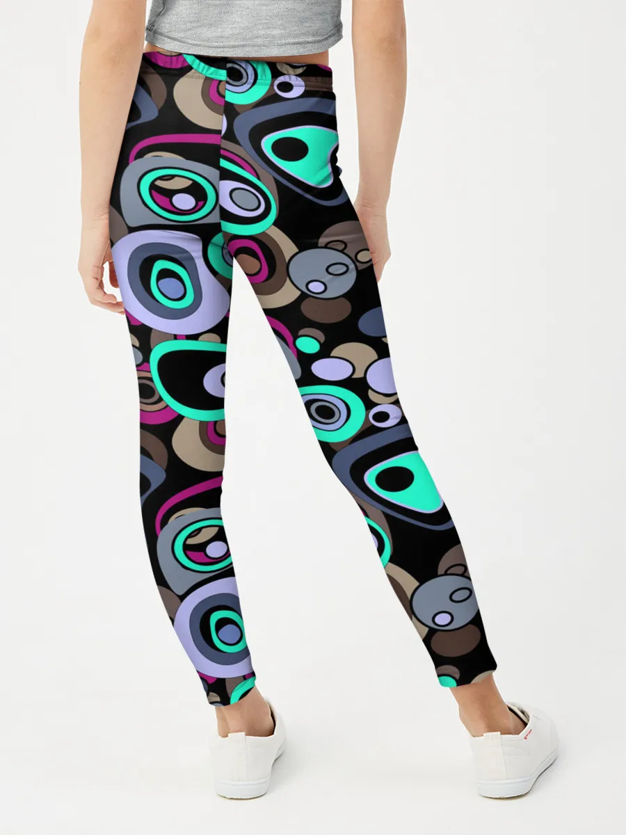Леггинсы для девочки / Абстрактный узор ретро