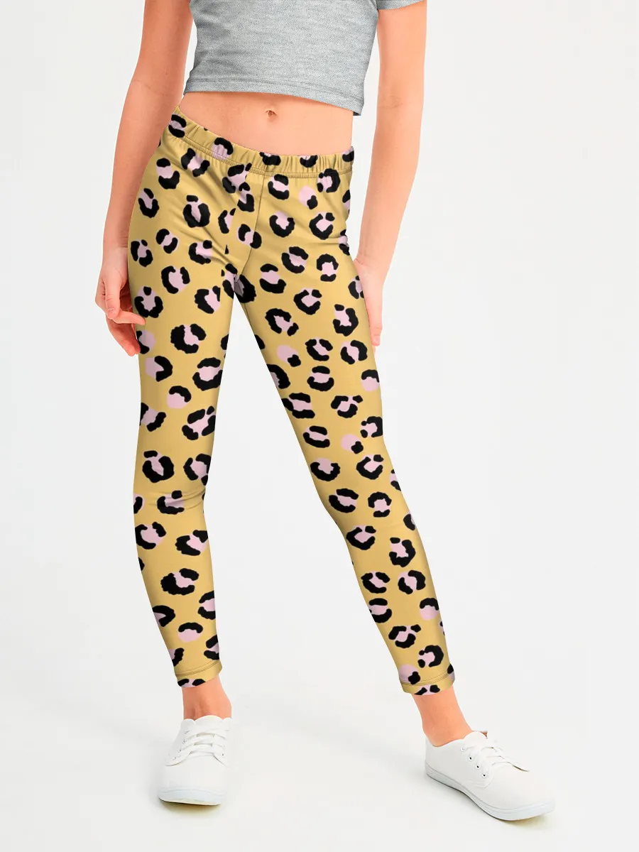 Леггинсы для девочки / Желтый леопардовый принт