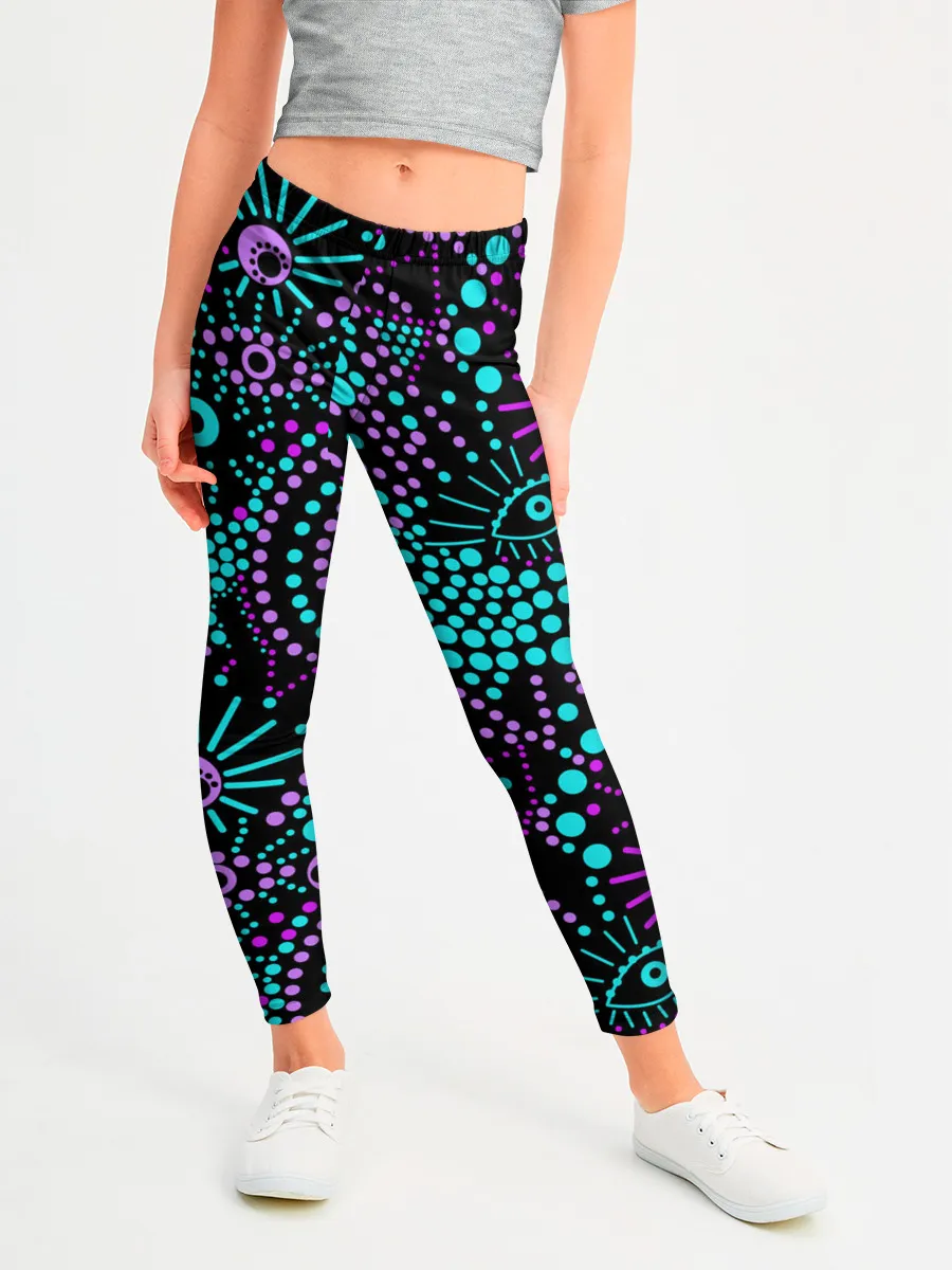 Леггинсы для девочки / Яркий абстрактный узор