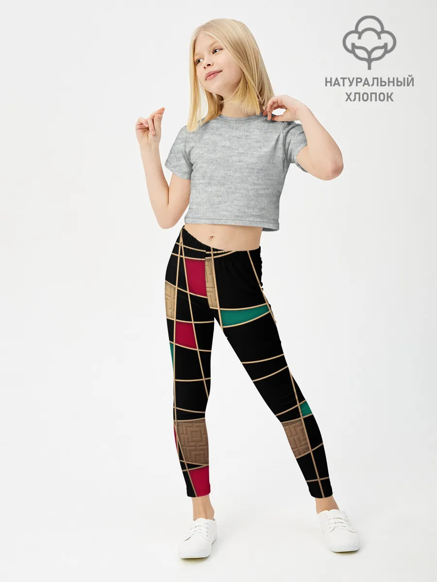 Леггинсы для девочки / Модный абстрактный узор