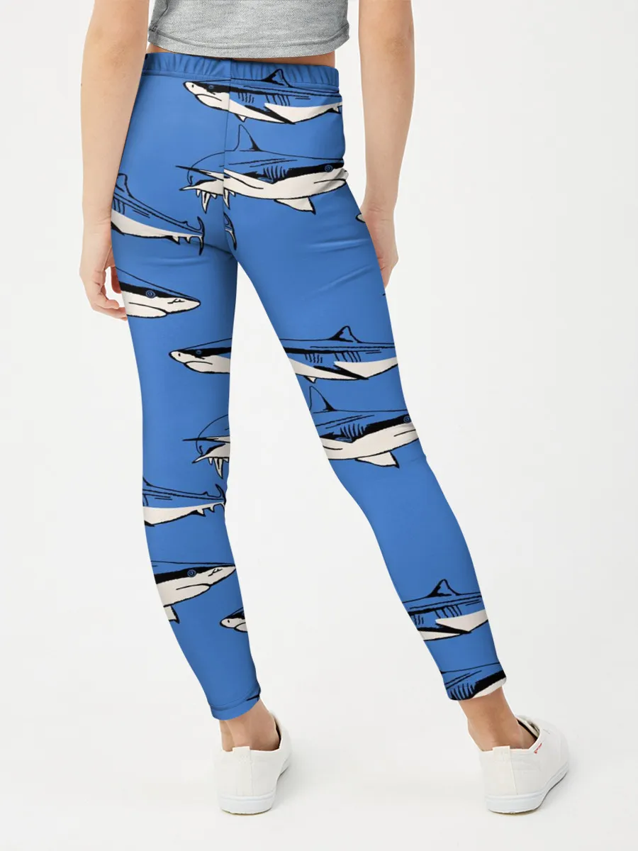 Леггинсы для девочки / Акулы Паттерн