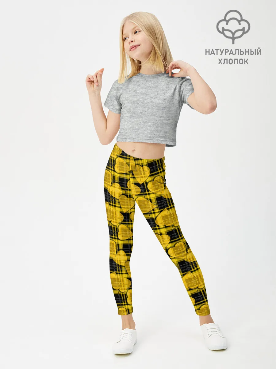 Леггинсы для девочки / Желто-черный модный узор