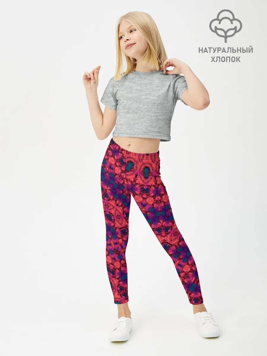 Леггинсы для девочки / Круглый красный орнамент