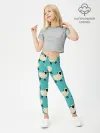 Леггинсы для девочки / Овечки паттерн на бирюзовом