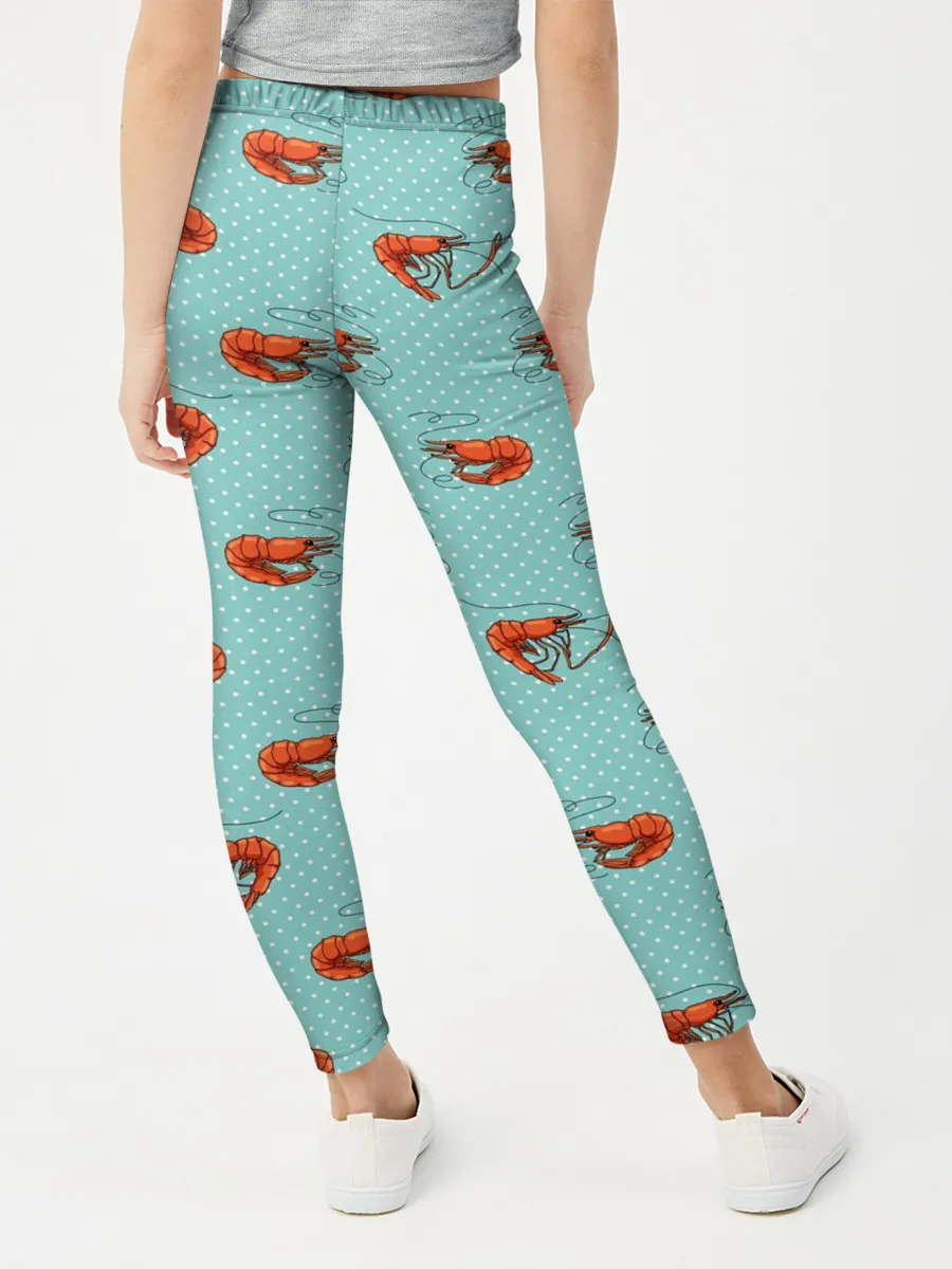 Леггинсы для девочки / Креветки паттерн