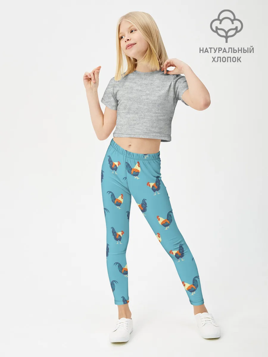Леггинсы для девочки / Петушки паттерн
