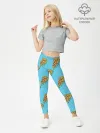 Леггинсы для девочки / Пицца паттерн на голубом