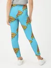 Леггинсы для девочки / Пицца паттерн на голубом