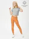 Леггинсы для девочки / Оранжевая пиксель абстракция