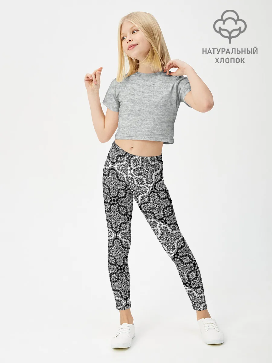 Леггинсы для девочки / Черно-белый орнамент