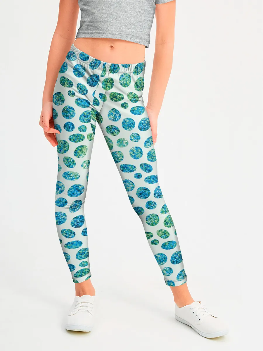 Леггинсы для девочки / Драгоценные зеленые камешки