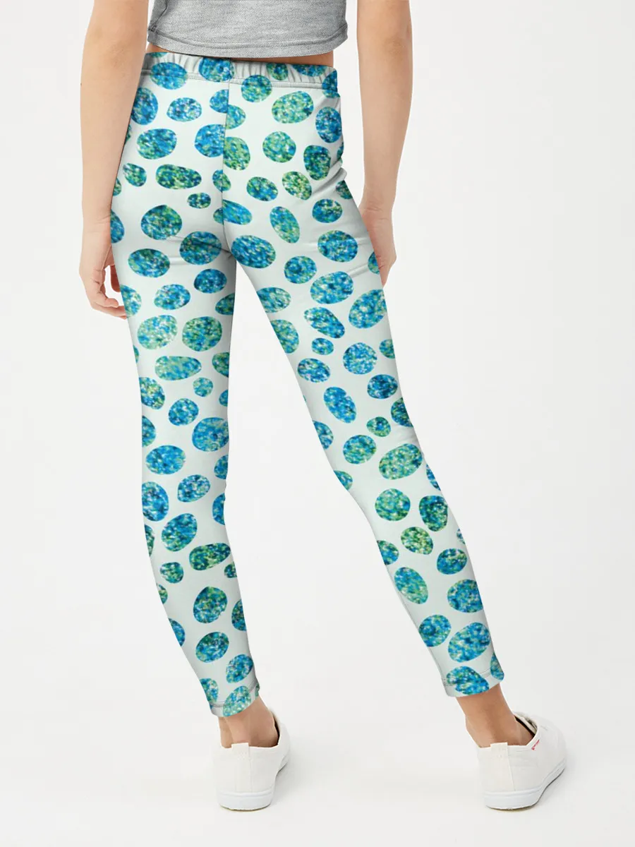 Леггинсы для девочки / Драгоценные зеленые камешки