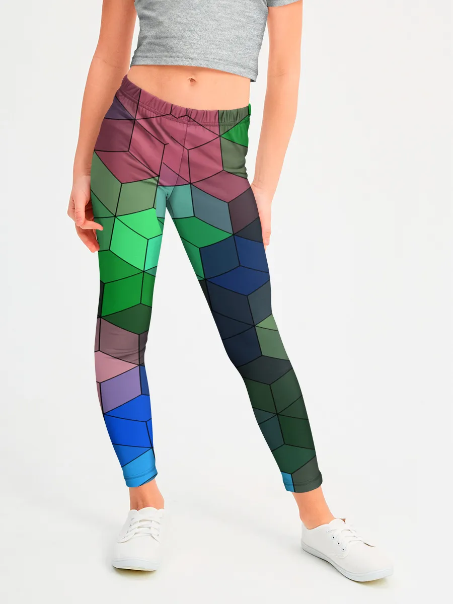 Леггинсы для девочки / Разноцветный геометрический уз