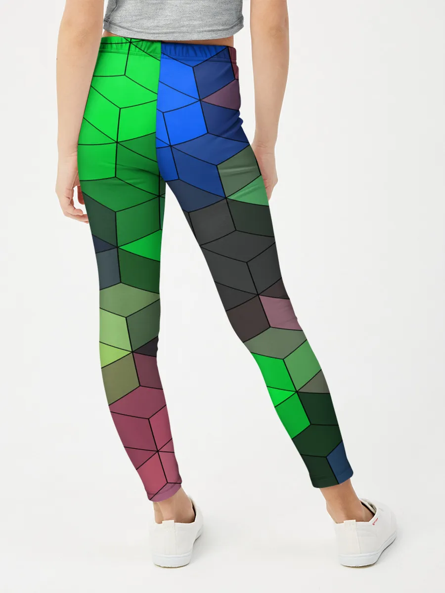 Леггинсы для девочки / Разноцветный геометрический уз