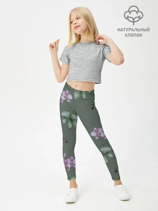 Леггинсы для девочки / Розовые орхидеи