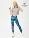 Леггинсы для девочки / Синие листья