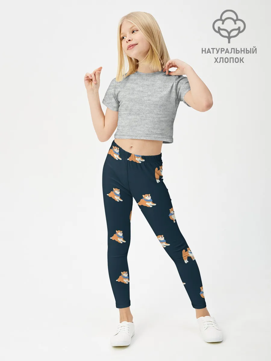 Леггинсы для девочки / Шиба ину паттерн