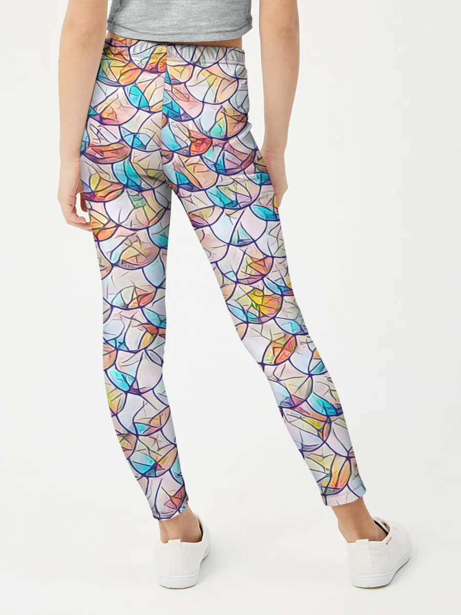 Леггинсы для девочки / Разноцветная чешуя