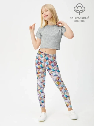 Леггинсы для девочки / Разноцветная чешуя