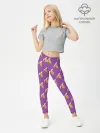 Леггинсы для девочки / Бананы на лиловом паттерн