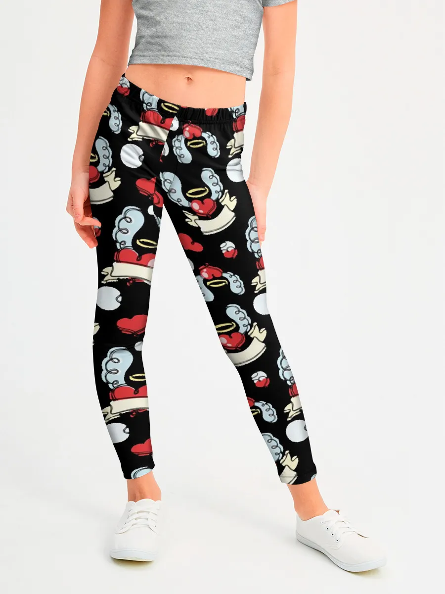 Леггинсы для девочки / Сердца с крыльями