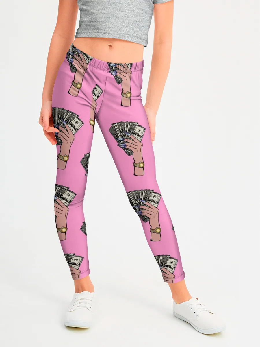 Леггинсы для девочки / Деньги в женских руках паттерн