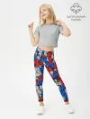 Леггинсы для девочки / Бело-сине-красные матрёшки