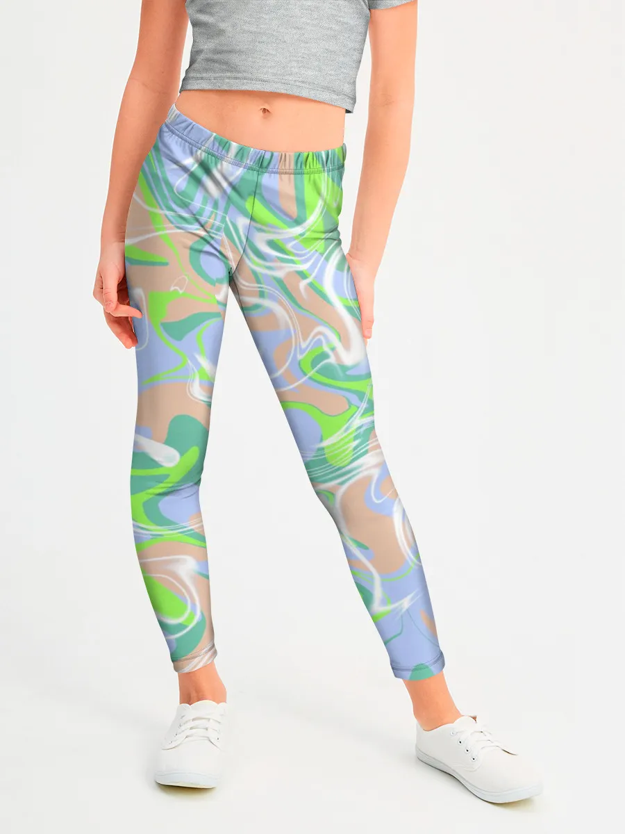 Леггинсы для девочки / Разноцветные разводы красок