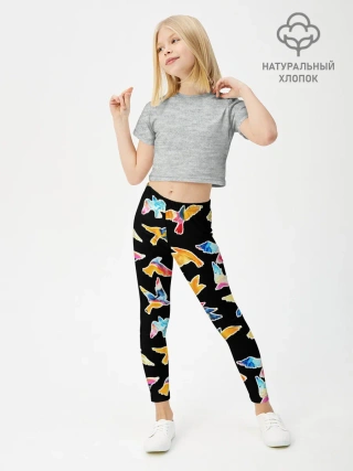 Леггинсы для девочки / акварельные птицы