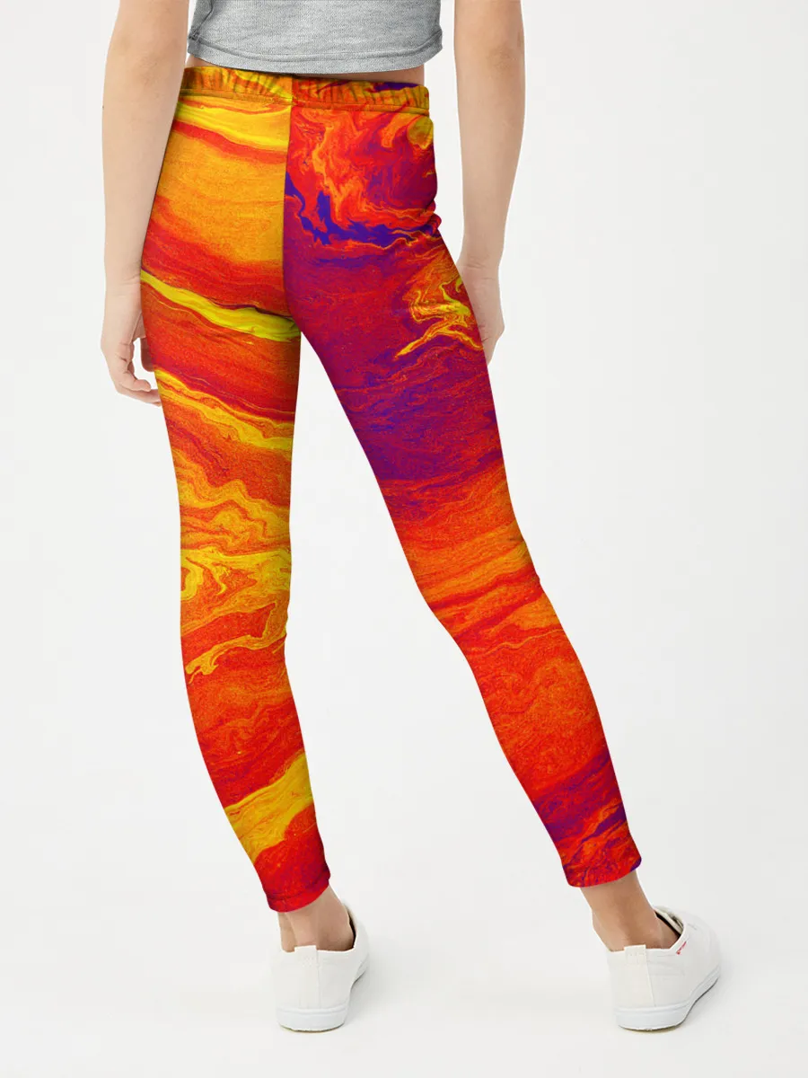 Леггинсы для девочки / ПЯТНО ЮПИТЕРА | ОРАНЖЕВЫЙ ГРАНЖ