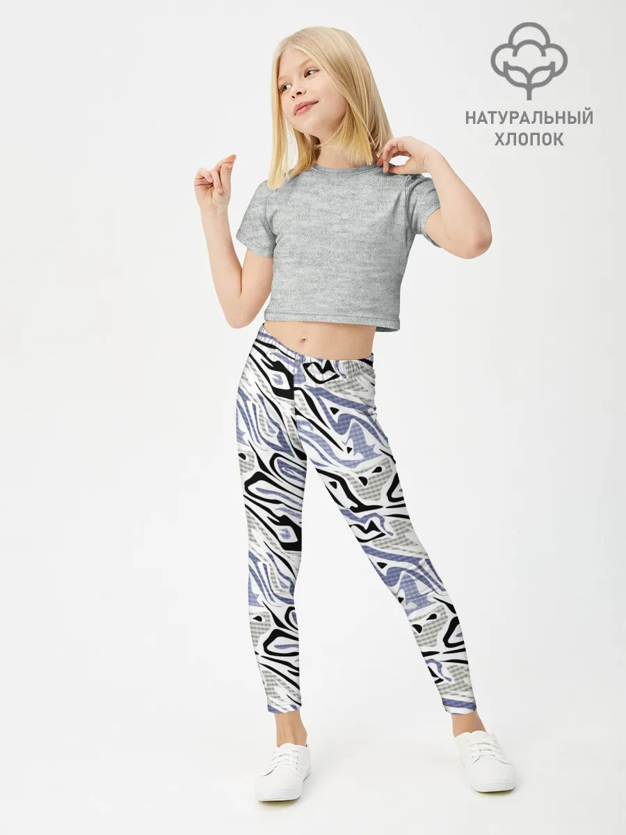 Леггинсы для девочки / Абстрактный сиренево-черный