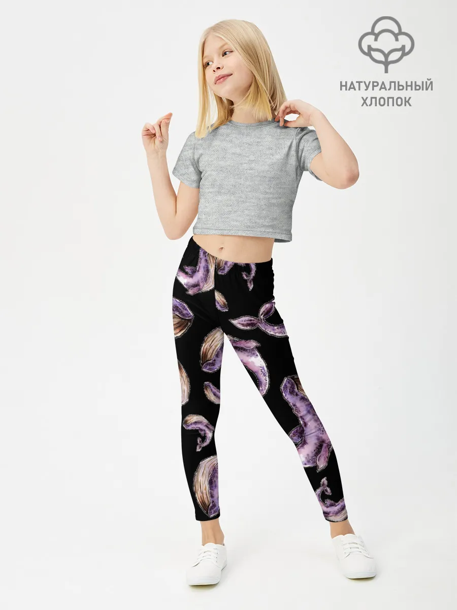 Леггинсы для девочки / Лиловые киты
