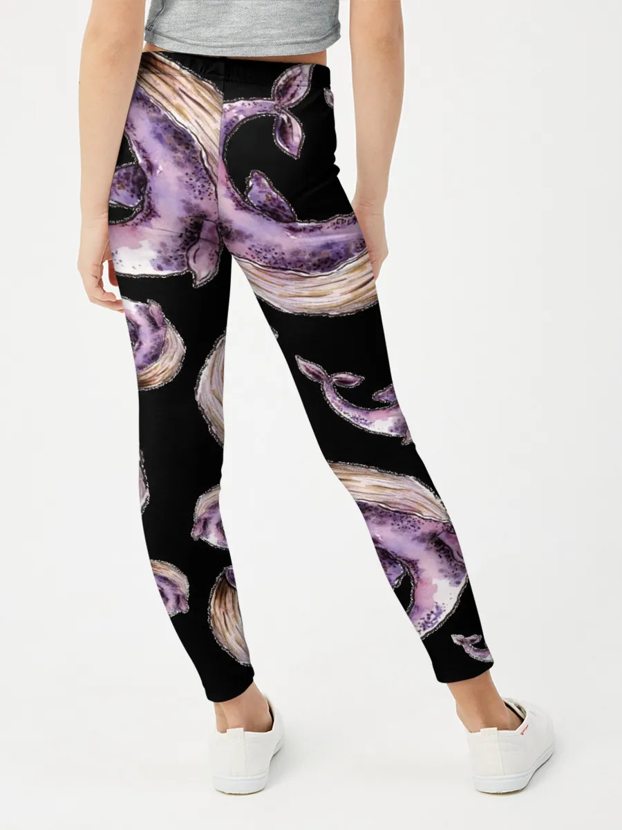 Леггинсы для девочки / Лиловые киты