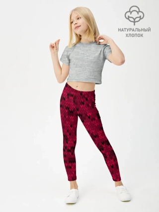 Леггинсы для девочки / Красно-черный абстрактный узор