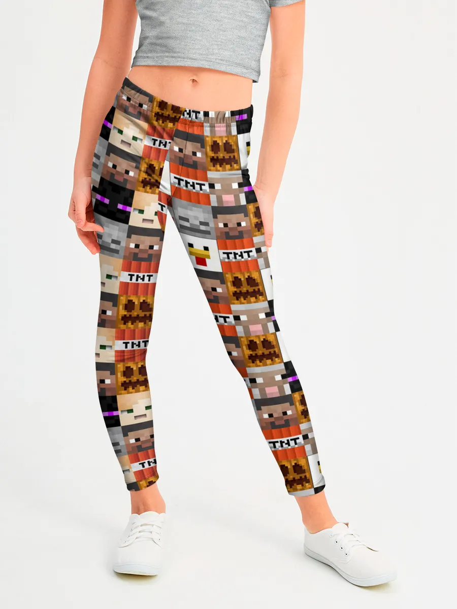 Леггинсы для девочки / MINECRAFT КУБИКИ ПЕРСОНАЖИ