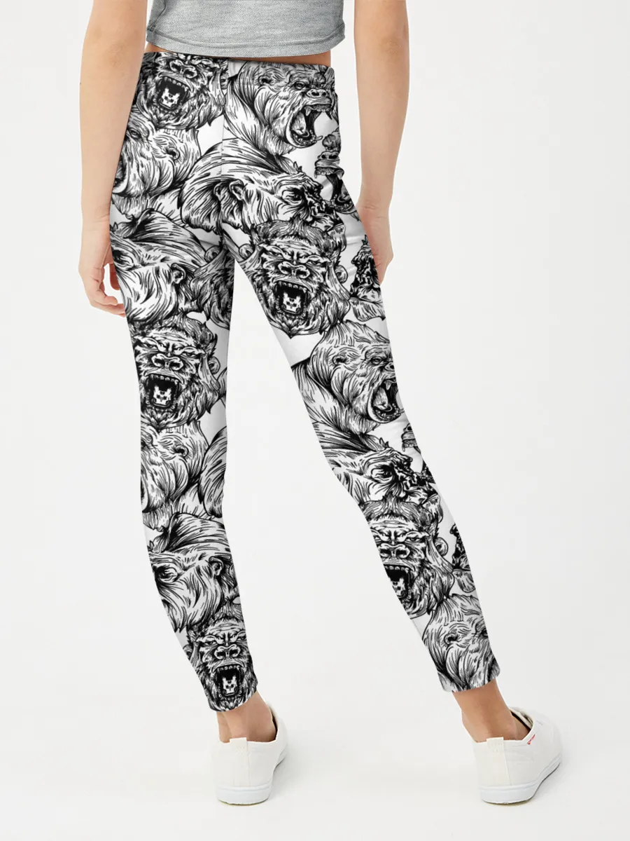 Леггинсы для девочки / Злые Гориллы - Паттерн