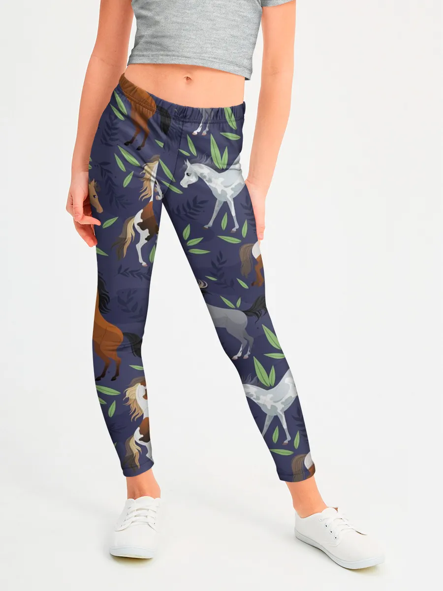 Леггинсы для девочки / Лошадки узор