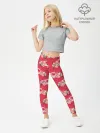 Леггинсы для девочки / Красные розы паттерн