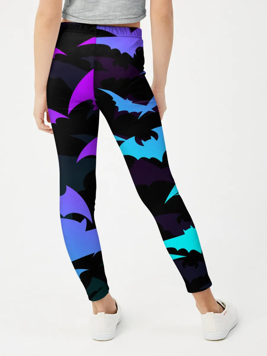 Леггинсы для девочки / ЛЕТУЧИЕ МЫШИ ХЕЛЛОУИН НЕОН / HALLOWEEN NEON