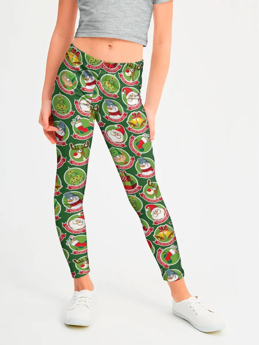 Леггинсы для девочки / Новогодние Персонажи