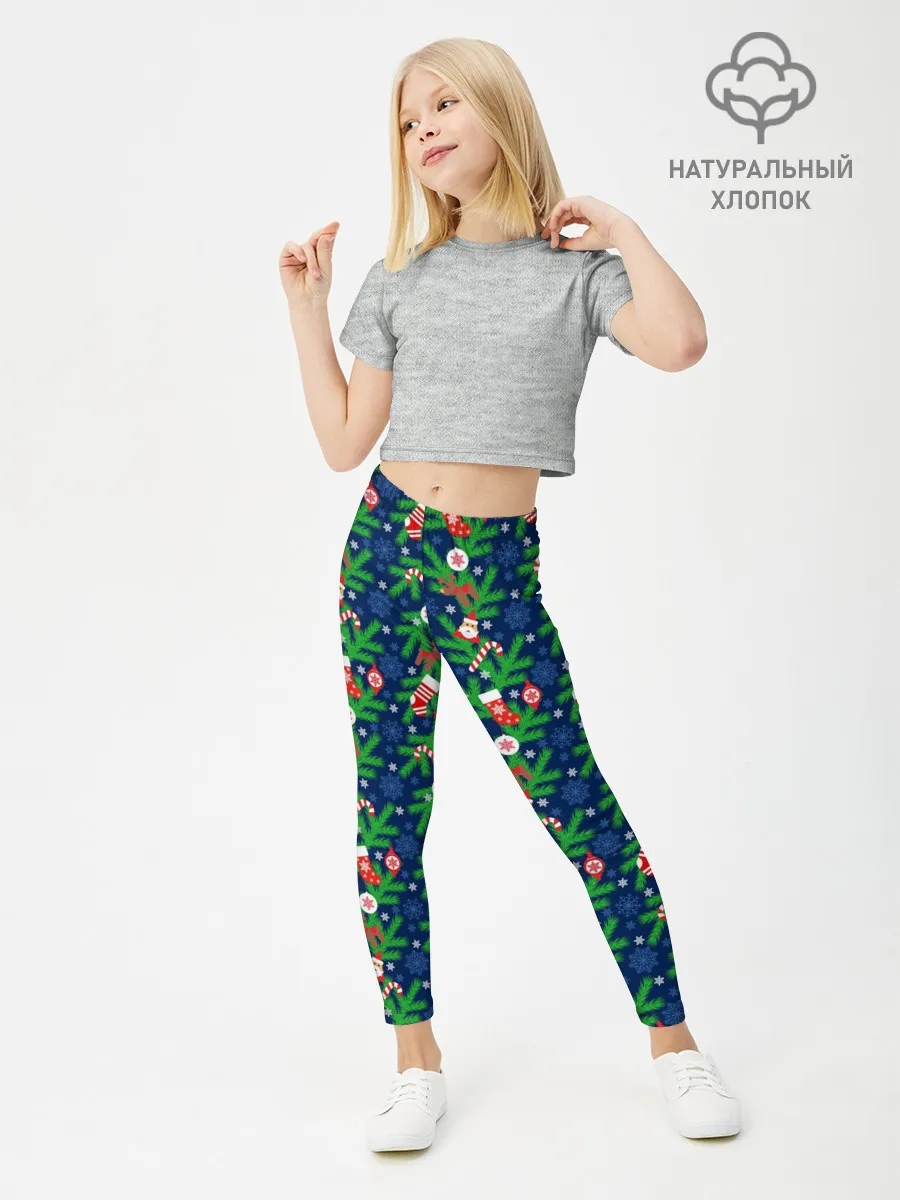Леггинсы для девочки / Новогодние Игрушки на Ёлке