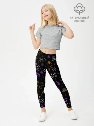Леггинсы для девочки / ХЕЛЛОУИН ПАТТЕРН НЕОН / HALLOWEEN NEON